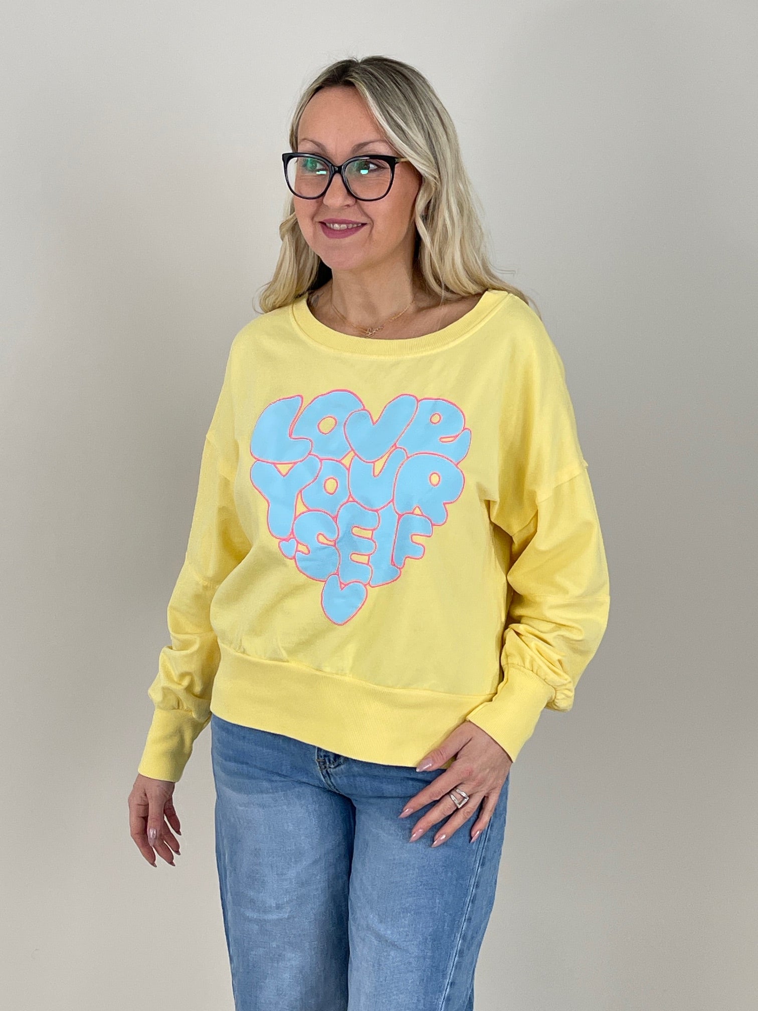 Sweatshirt mit Schriftzug in Gelb Art. 6763