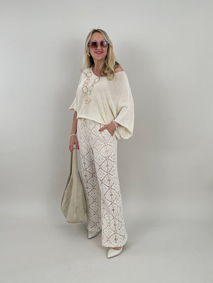 Hose Häkel-Look in Beige Artikel 6104