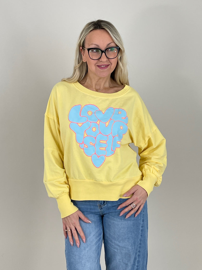 Sweatshirt mit Schriftzug in Gelb Art. 6763