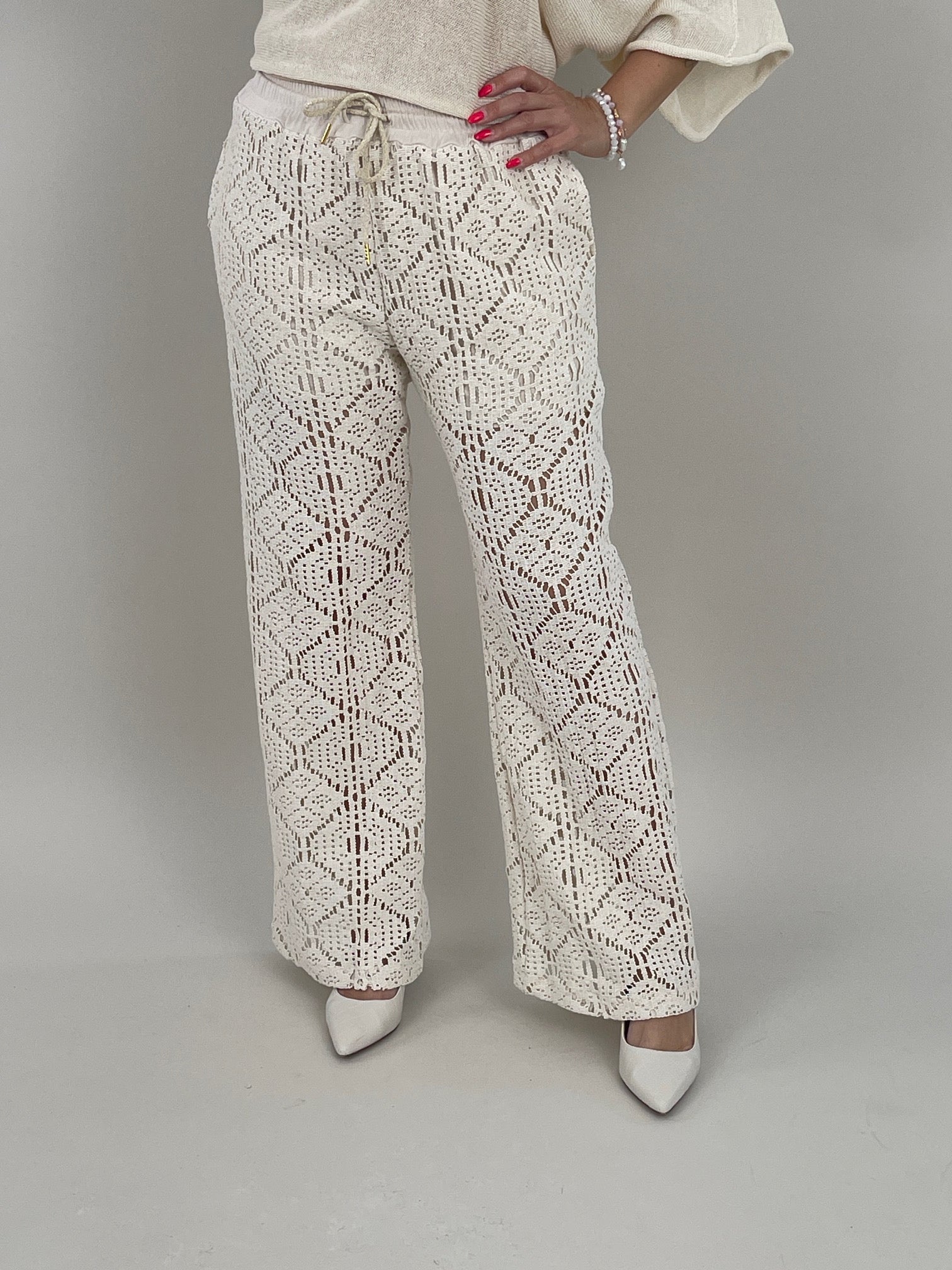 Hose Häkel-Look in Beige Artikel 6104