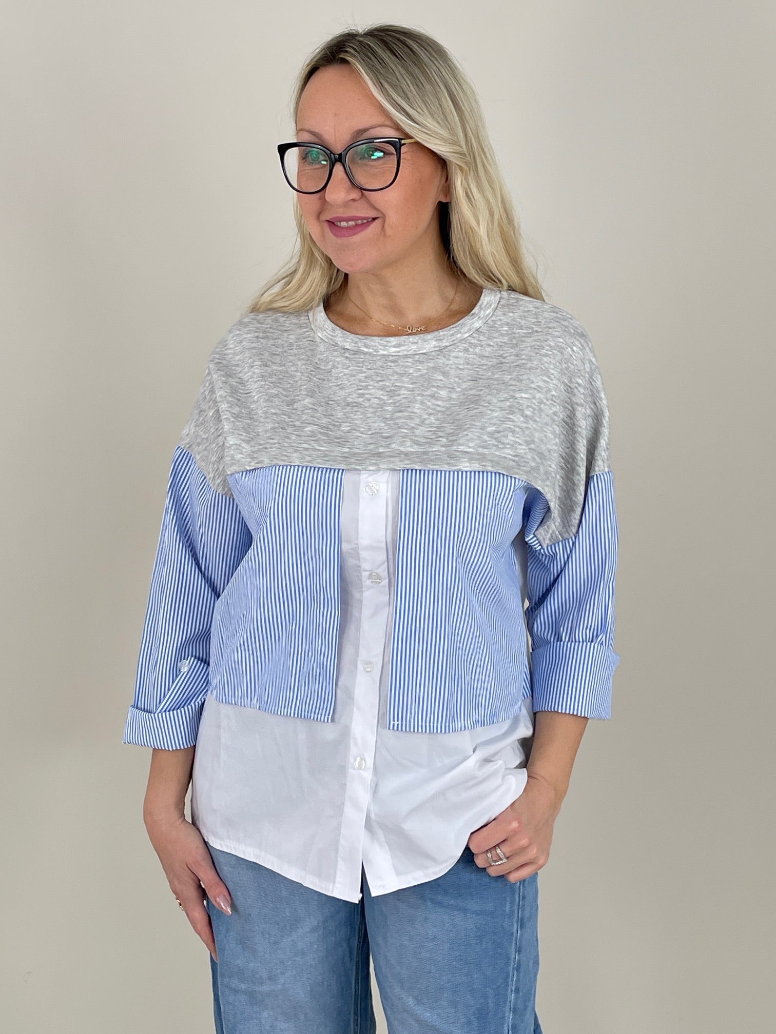 Sweatshirt mit Bluseneinsatz Art. 6762