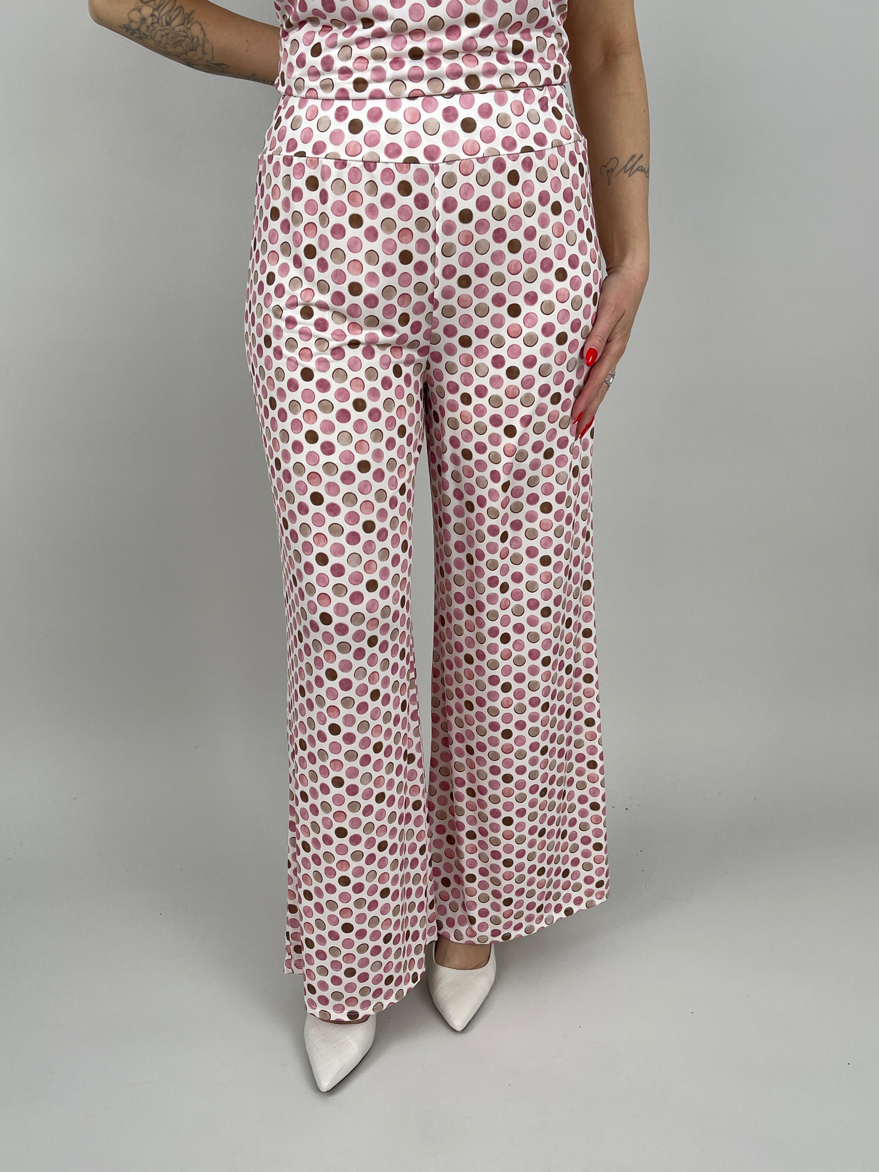Marlene Hose Kofferstoff Punkte in Rosa/Beige