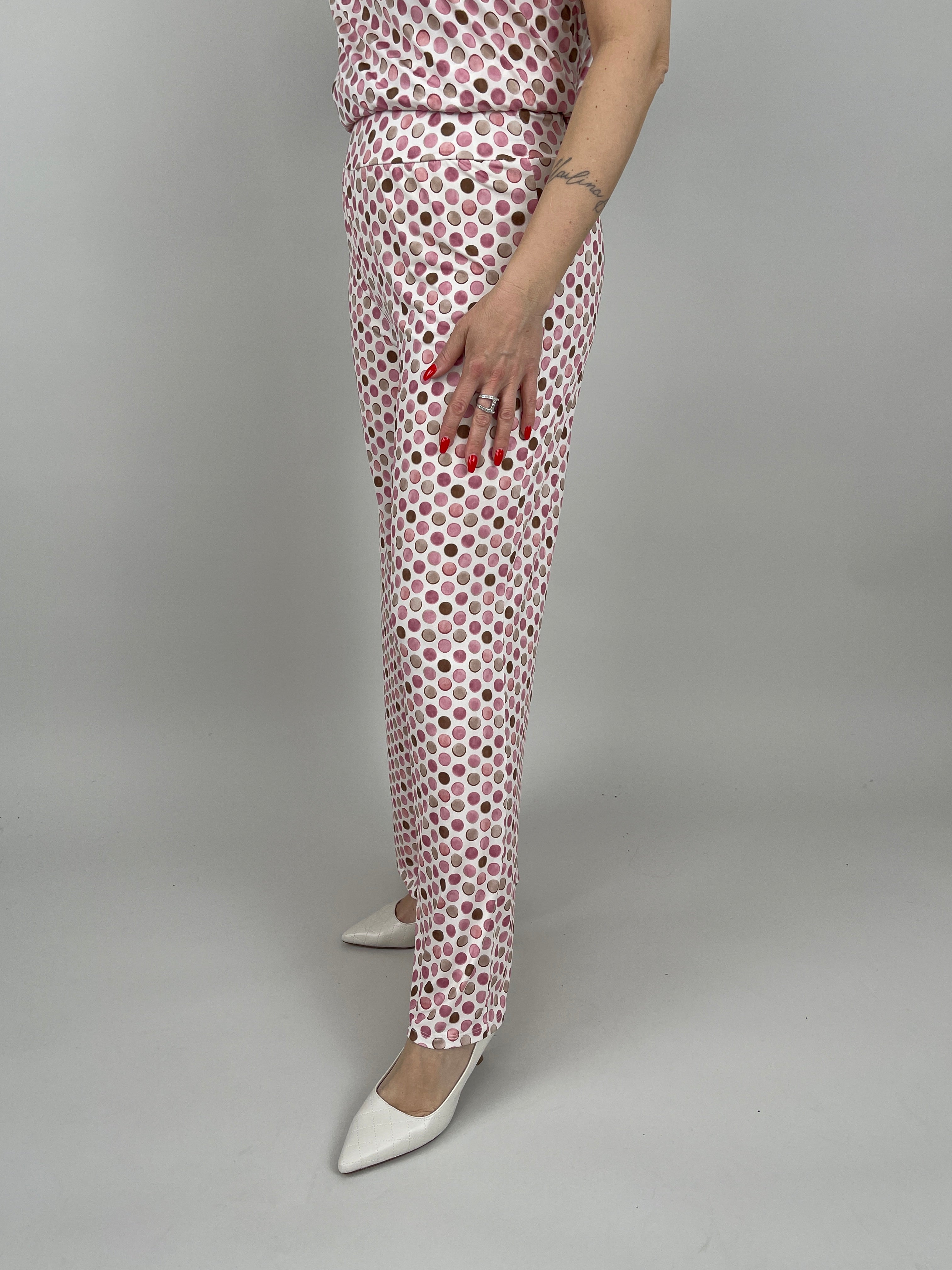 Marlene Hose Kofferstoff Punkte in Rosa/Beige
