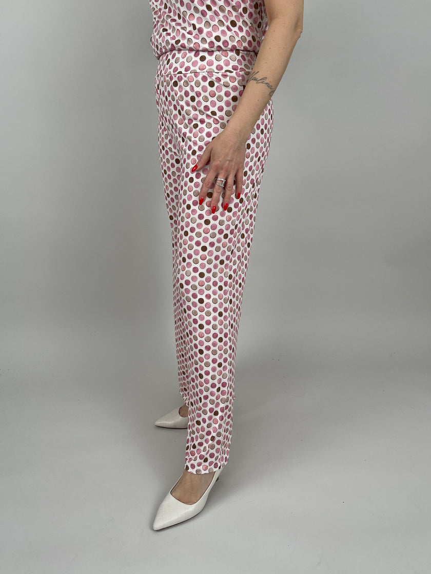 Marlene Hose Kofferstoff Punkte in Rosa/Beige