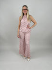 Neckholder Top Kofferstoff Punkte in Rosa/Beige