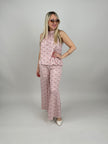 Neckholder Top Kofferstoff Punkte in Rosa/Beige