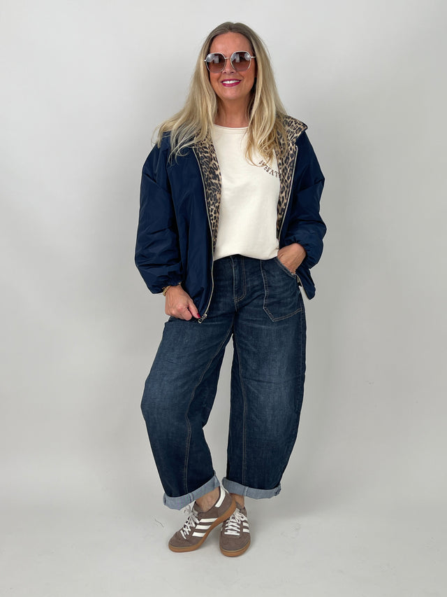 Wendejacke mit Leo-Design in Marine