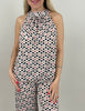 Neckholder Top Kofferstoff Punkte in Schwarz/Beige