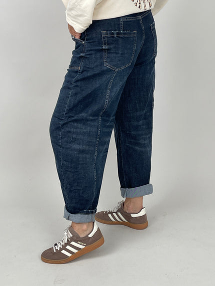 Jeans Barrel Schnitt dunkle Waschung