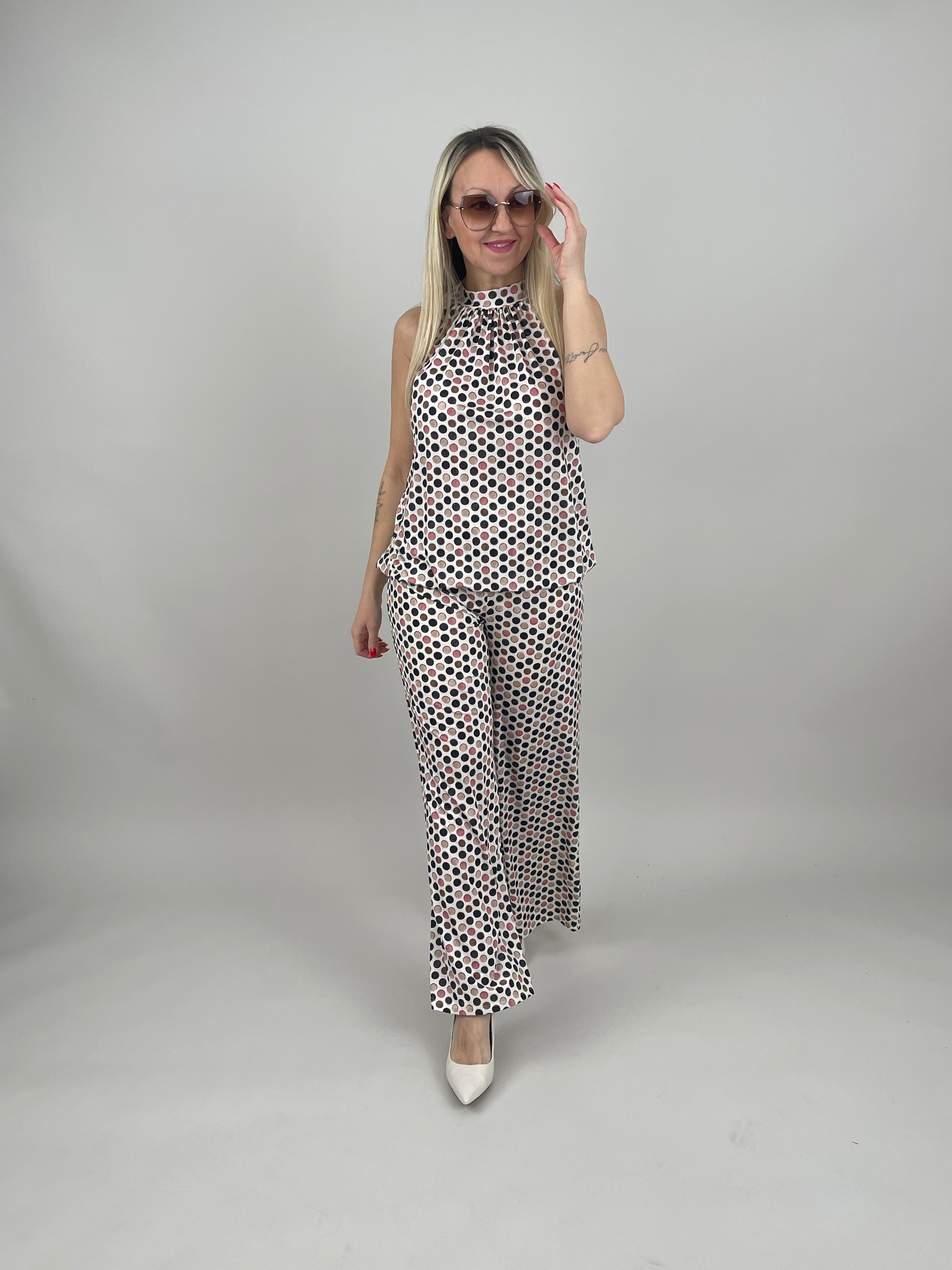 Marlene Hose Kofferstoff Punkte in Schwarz/Beige Artikel 7000