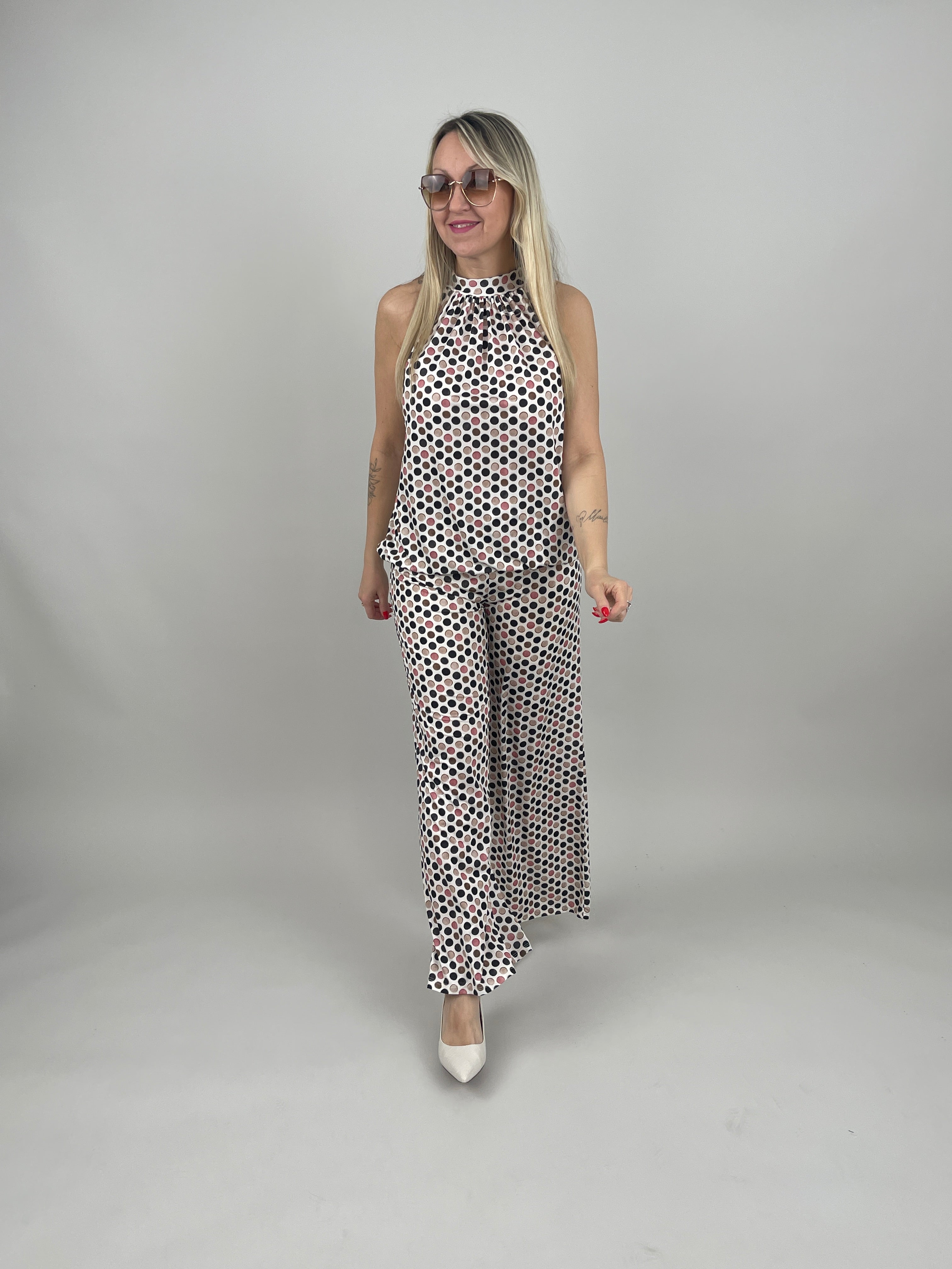 Marlene Hose Kofferstoff Punkte in Schwarz/Beige Artikel 7000