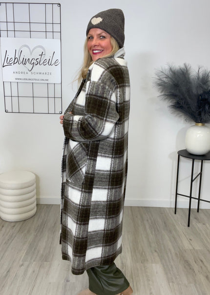 Mantel Karo Muster in Khaki/Braun Artikel 6545
