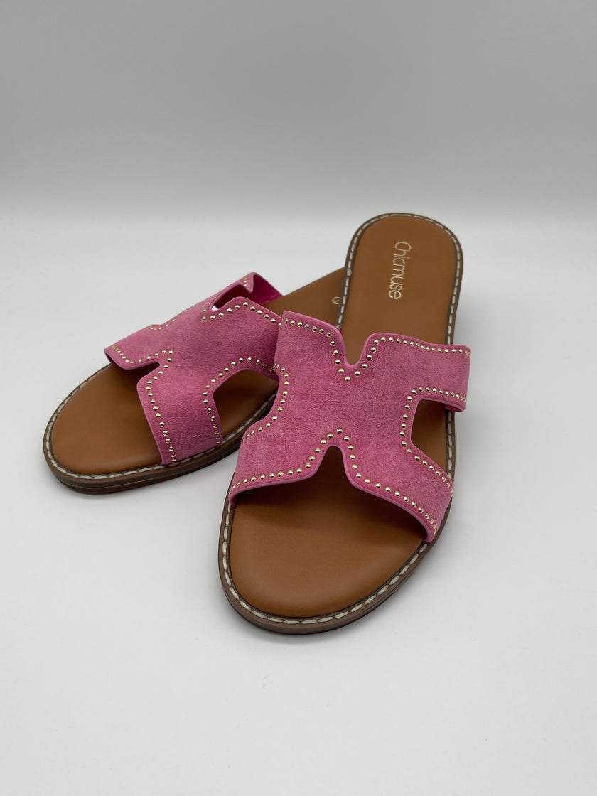 Sandalen mit Nieten in Pink