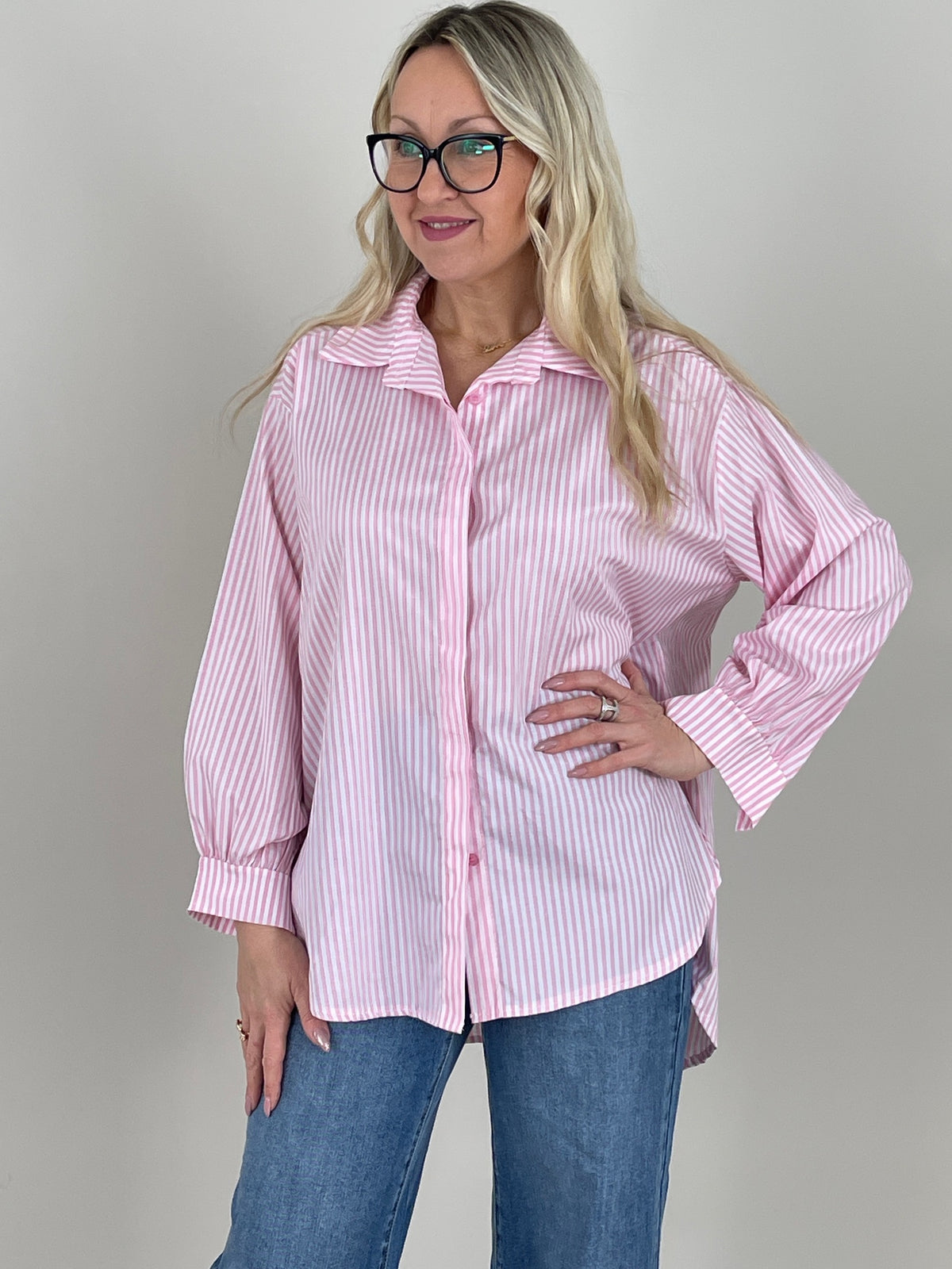 Bluse mit Streifen in Rosa