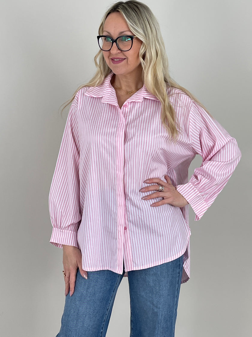 Bluse mit Streifen in Rosa