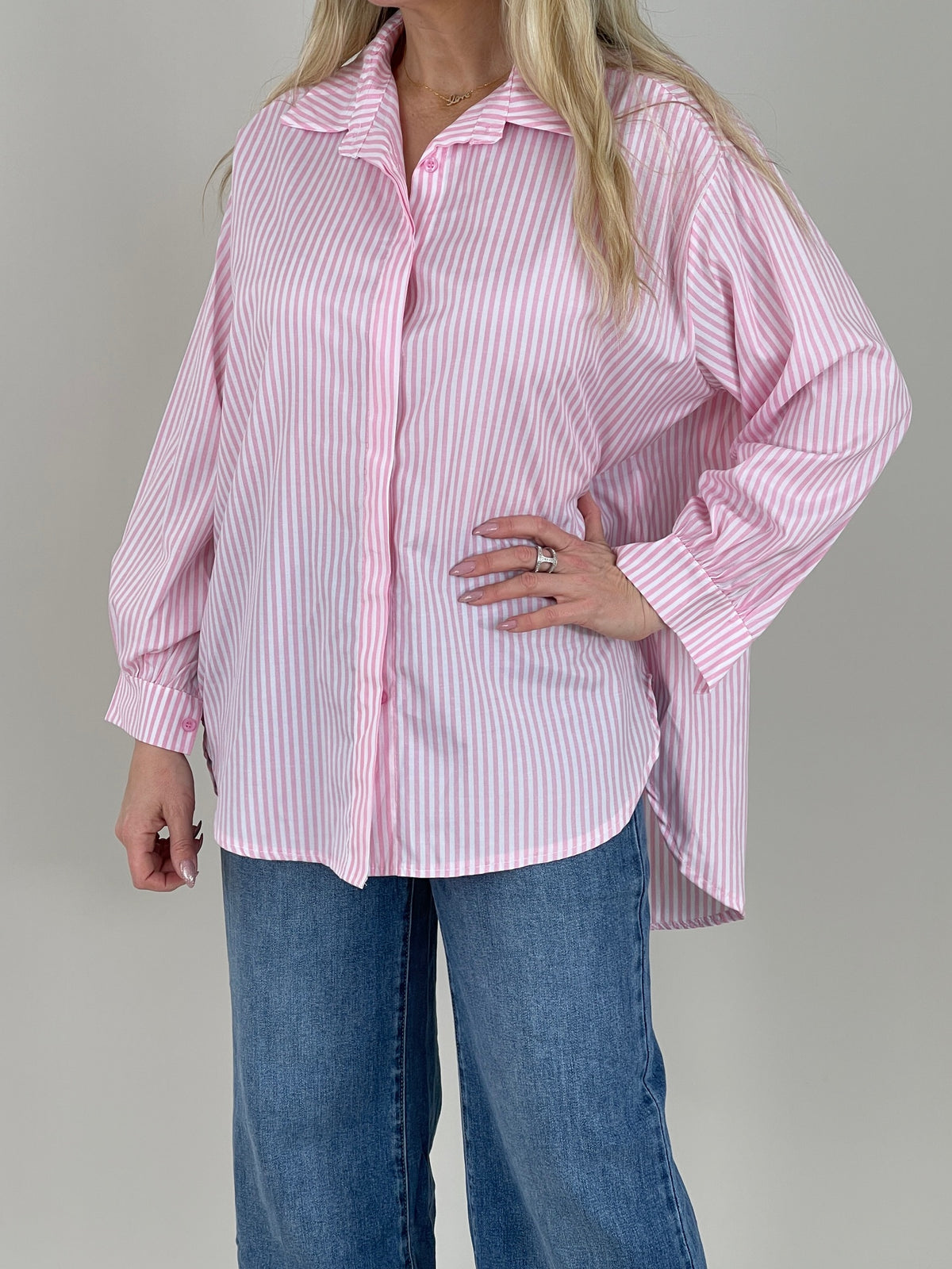 Bluse mit Streifen in Rosa