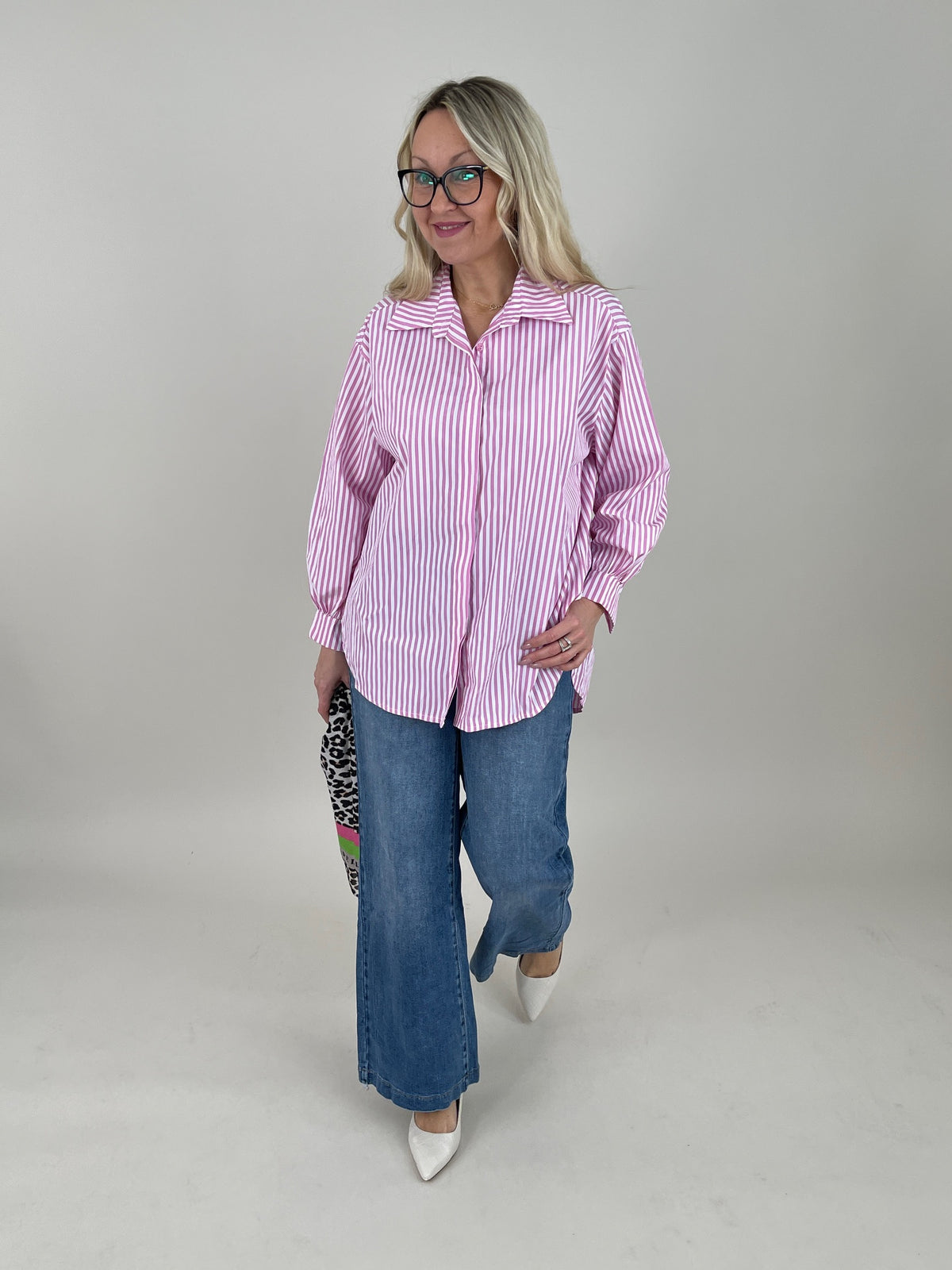 Bluse mit Streifen in Rosa