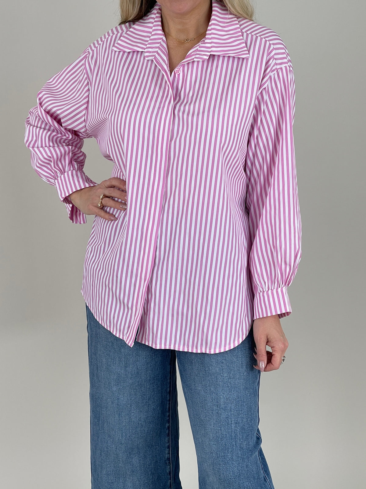 Bluse mit Streifen in Rosa