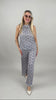 Marlene Hose Kofferstoff Punkte in Blau/Beige