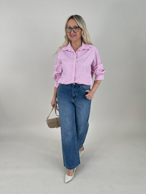 Bluse mit Streifen in Candypink Art. 6780