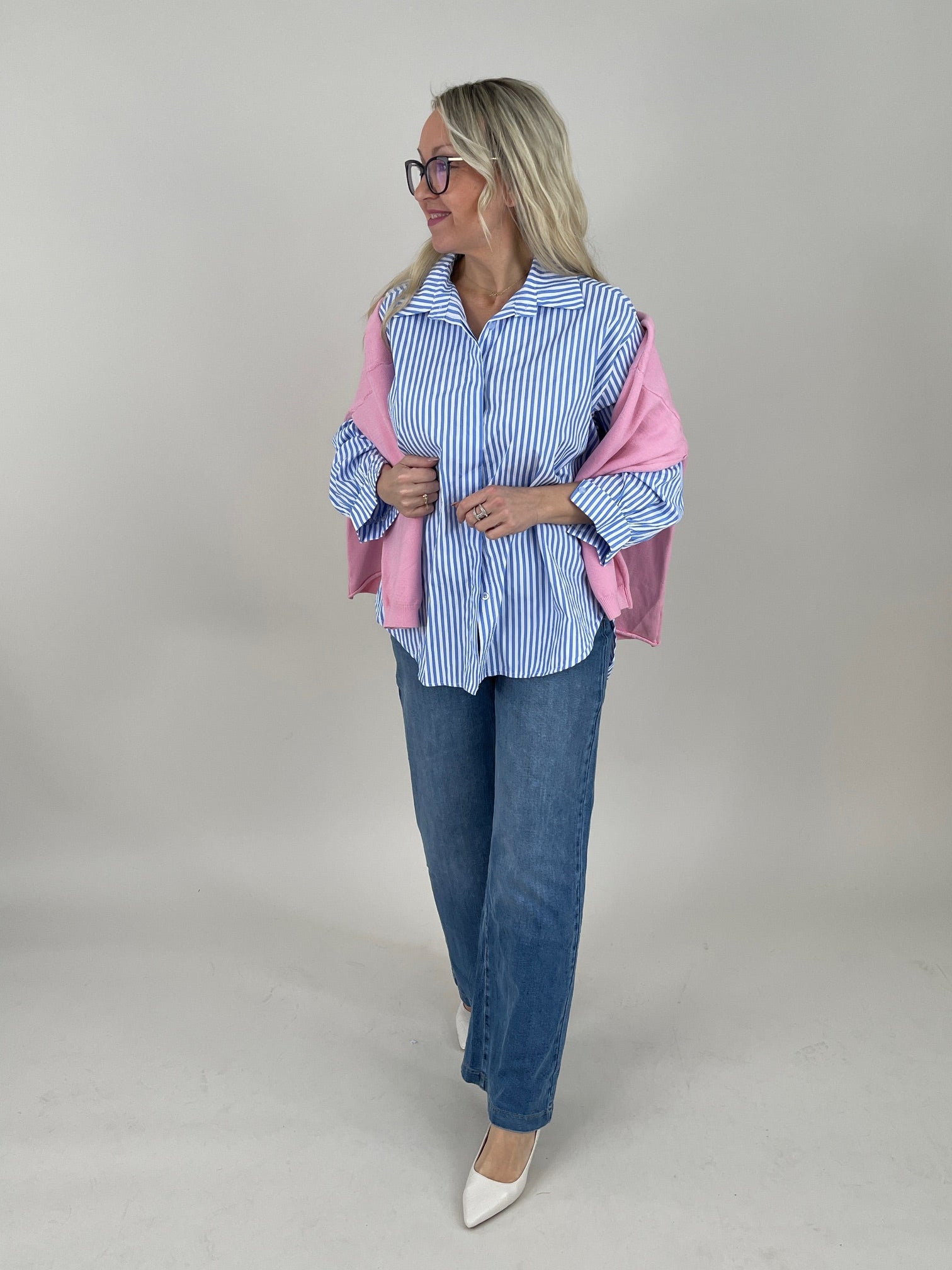 Bluse mit Streifen in Blau