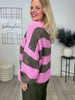 Pullover Grobstrick mit Streifen in Taupe/Pink Art. 6553
