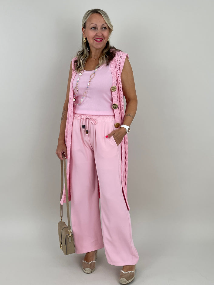 Lange Strickweste in Candypink Artikel 6185