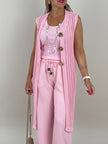 Lange Strickweste in Candypink Artikel 6185