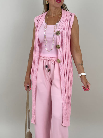 Lange Strickweste in Candypink Artikel 6185