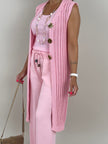 Lange Strickweste in Candypink Artikel 6185