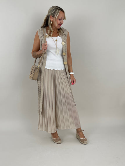 Lange Strickweste in Beige Artikel 6184