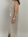 Lange Strickweste in Beige Artikel 6184
