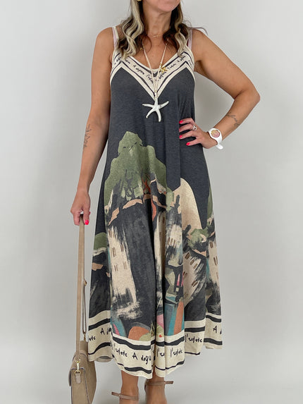Kleid Feinstrick mit tollem Muster in Grau Artikel 6157