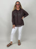Hoodie mit Glitzer-Schriftzug in Mokka