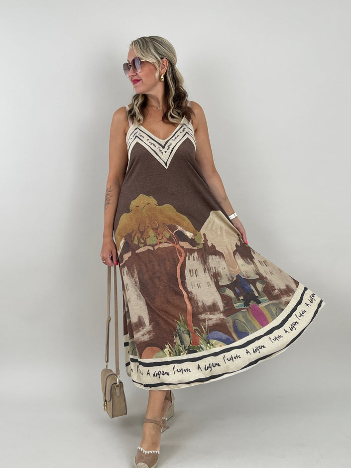 Kleid Feinstrick mit tollem Muster  in Mokka Artikel 6156