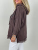 Hoodie mit Glitzer-Schriftzug in Mokka