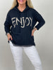Hoodie mit Glitzer-Schriftzug in Schwarz