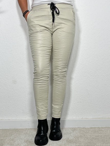 Jogpants Lederoptik in Beige Artikel 12004