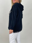 Hoodie mit Glitzer-Schriftzug in Schwarz