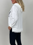 Hoodie mit Glitzer-Schriftzug in Offwhite