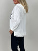 Hoodie mit Glitzer-Schriftzug in Offwhite