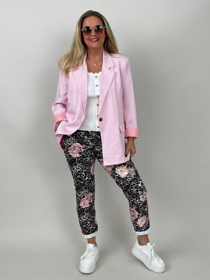 Velours-Hose mit Blumenprint