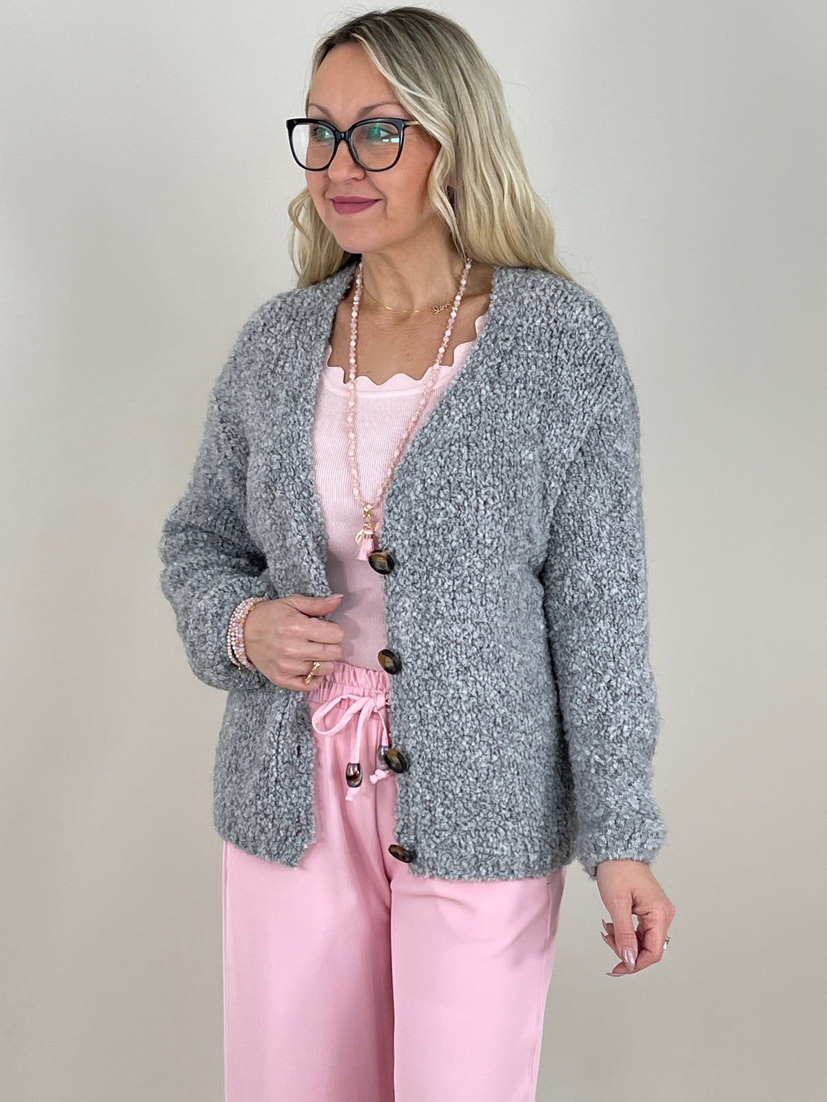 Cardigan Bouclé in Grau