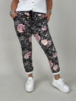 Velours-Hose mit Blumenprint