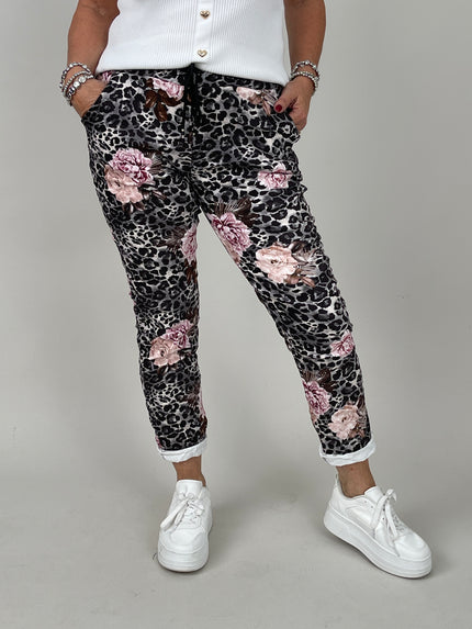 Velours-Hose mit Blumenprint