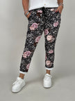Velours-Hose mit Blumenprint