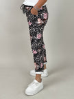 Velours-Hose mit Blumenprint