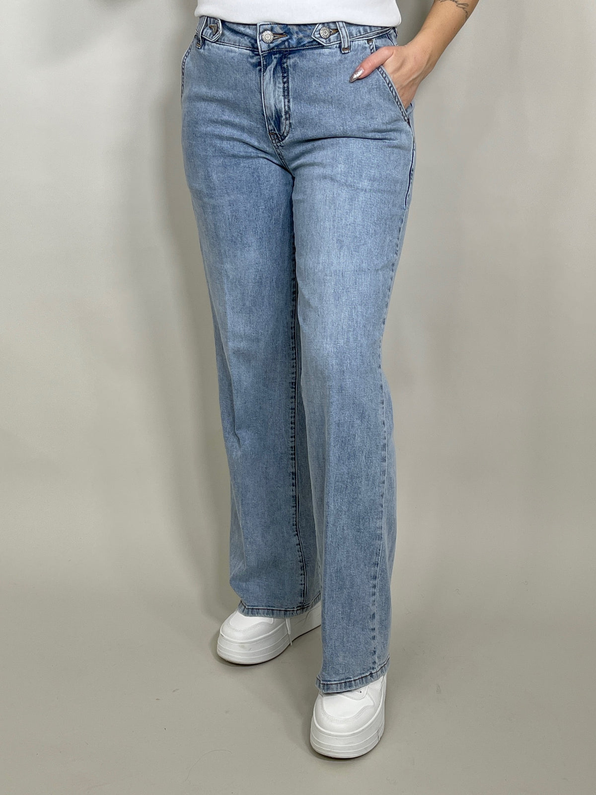 Jeans Wide Leg Bleached von Red Button