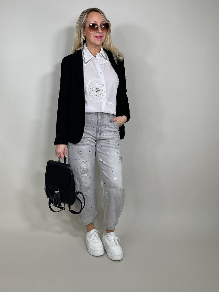 Jeans im Barrel-Style in Hellgrau Artikel 5657