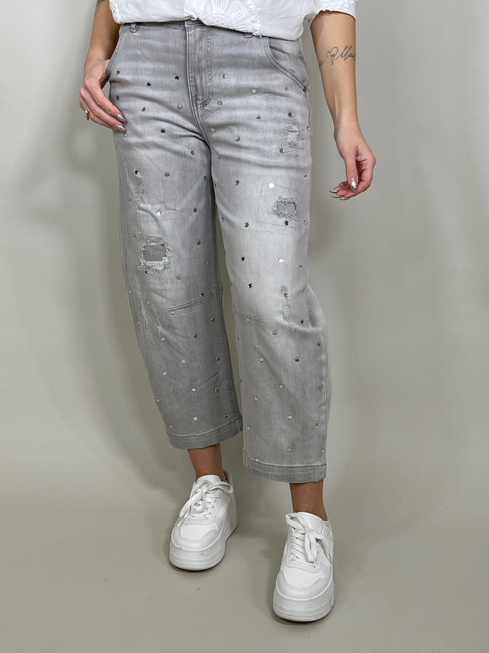 Jeans im Barrel-Style in Hellgrau Artikel 5657